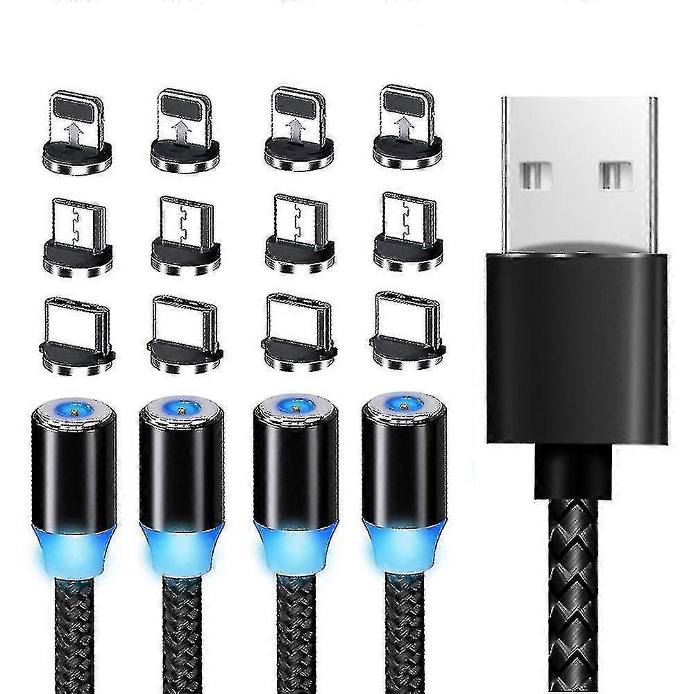 4 Pack Magnetic Charging Cable, 3 In 1 Self Winding Phone Cable