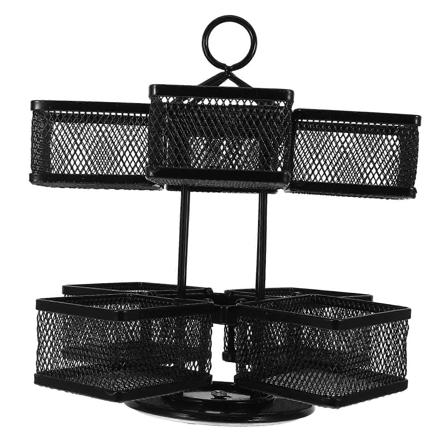 Tea bag storage box organizer for coffee and sugar packets, spacesaving for kitchen countertop, pantry, rotatable iron wire.