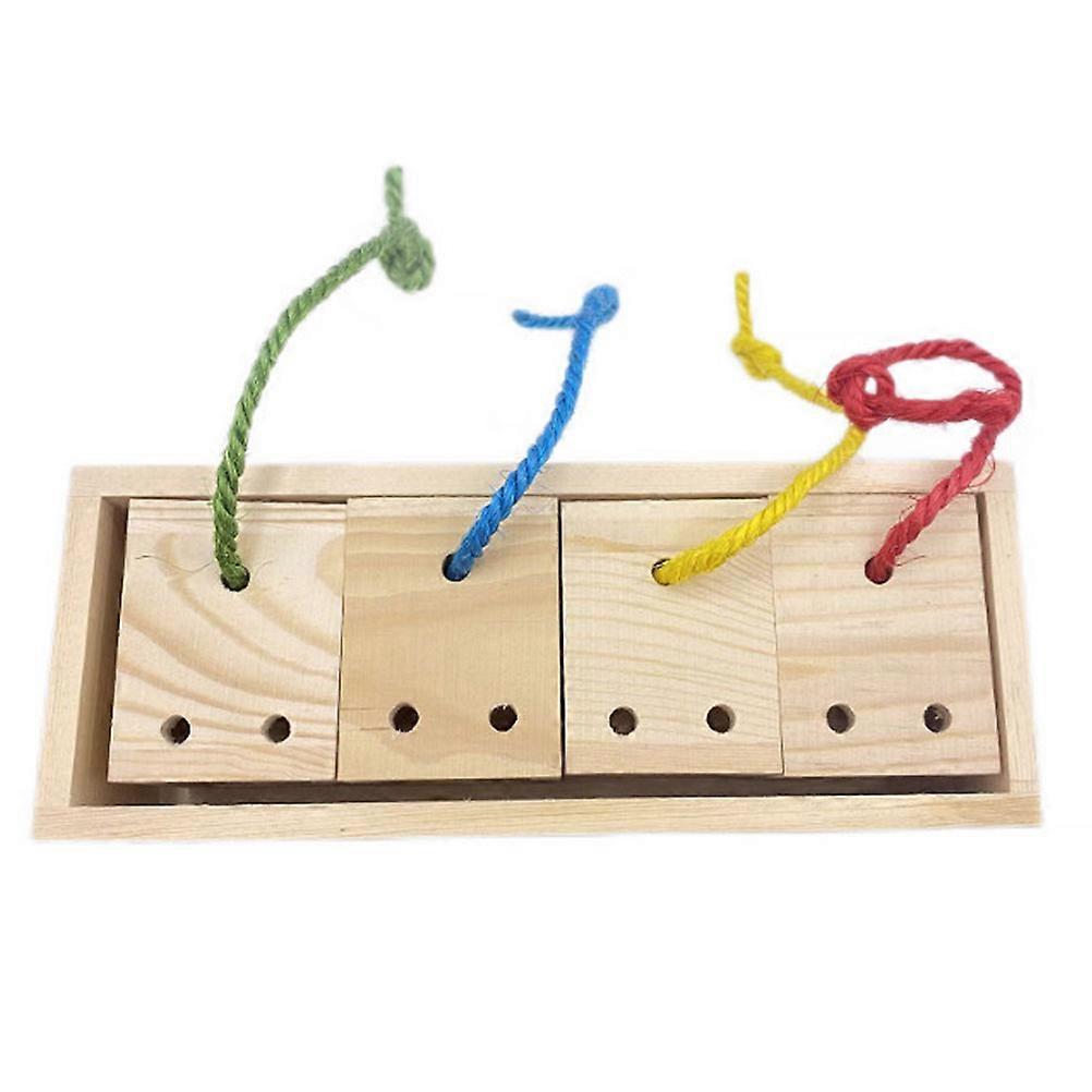 Chewing Swing Toy Colorful Wooden Parrot Foraging Feeder Indoor Play 8.25x3.14x2.36in 1Pcs