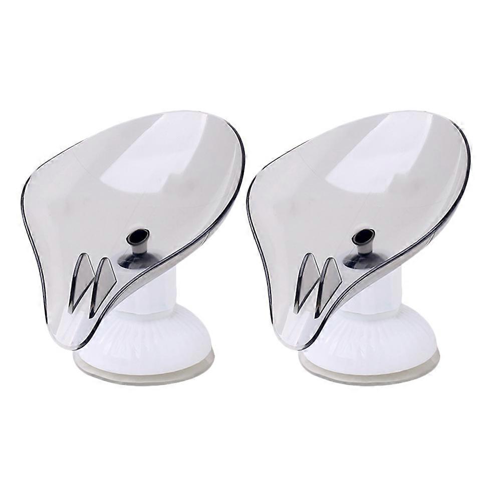 Creative Bathroom Soap Holder with Water Draining Storage Rack for Practical Use 2 Pcs Grey Plastic