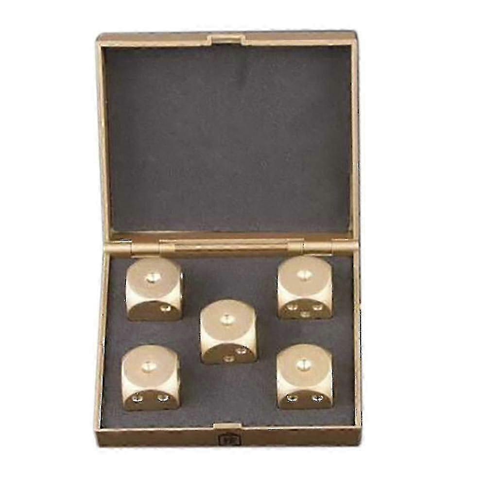 5 Pcs Dice 15mm Metal Dice With Case 6 Sided Gold Mahjong Dice Set