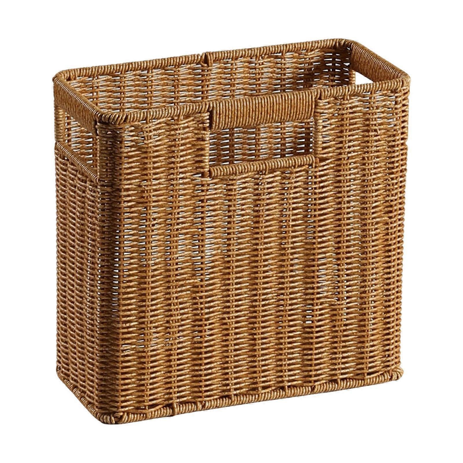 Japanese Woven Storage Basket with Decorative Handles for Potatoes, Onions, Fruits, Newspapers, 30cm x 14cm x 29cm