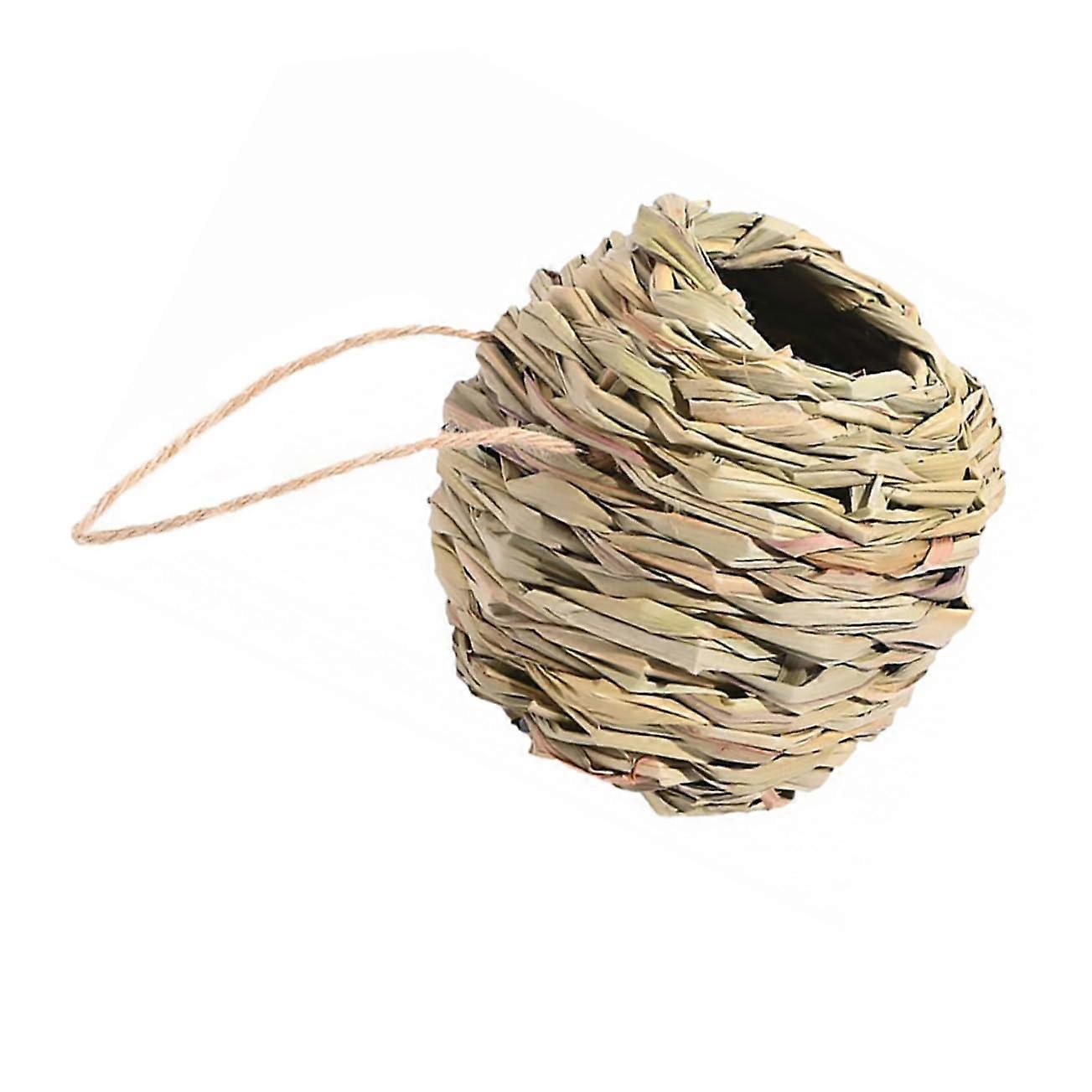 Handmade bird nesting box made of straw for hanging bird cage for decorative birdhouses outdoors