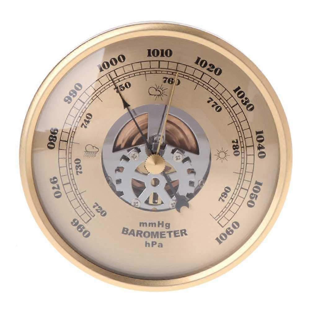 Wallmounted barometric perspective weather station with a round dial
