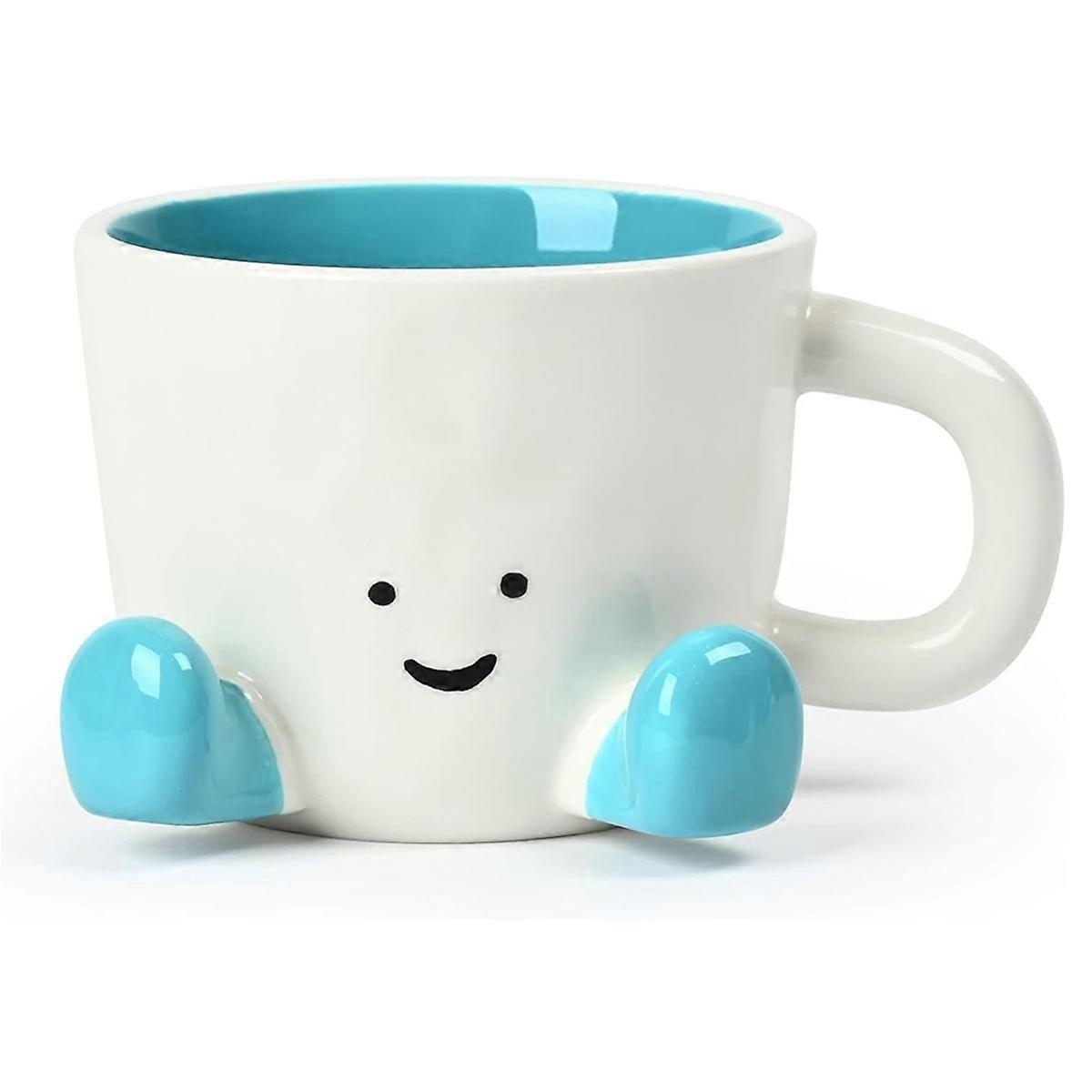 Coffee Mugs,Cute Funny Mug for Women, 12.8oz/380ml Ceramic Coffee Tea Cups, Office Mug Gift Blue