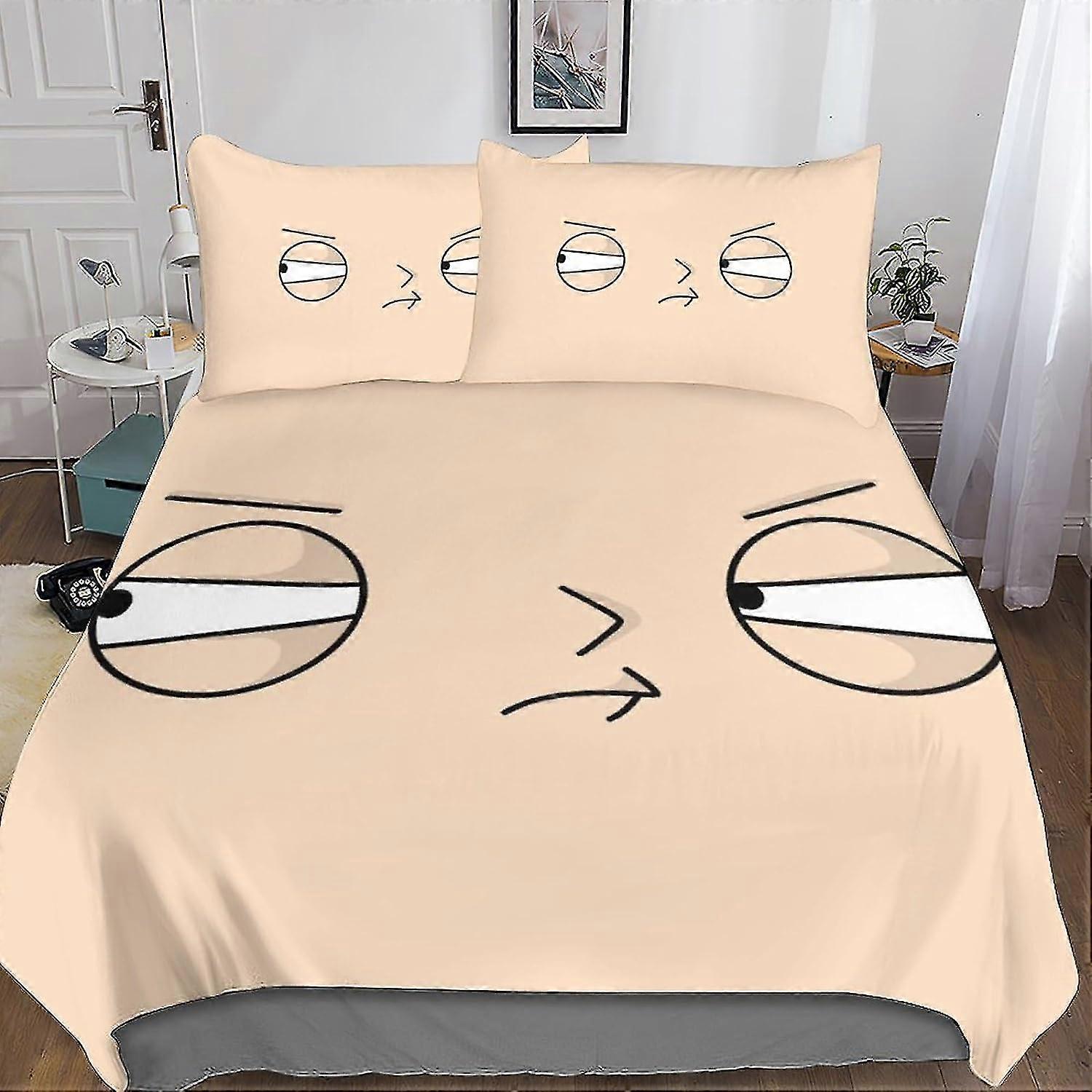Conjunto de capa de edredom impresso em 3D de anime engraçado Conjunto de cama de microfibra macia para adultos e crianças com fronhas e zíper
