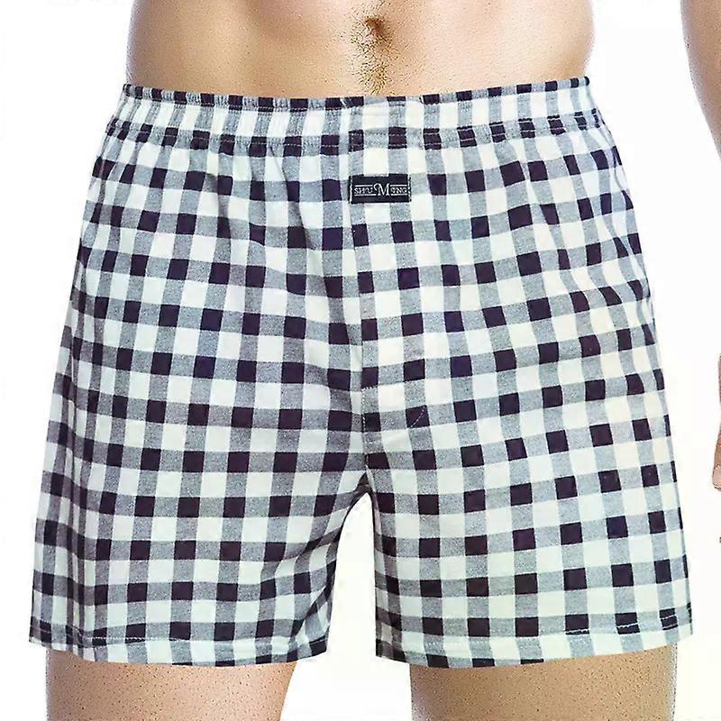 Herr Utomhus Aro Byxor Bomull Andningsfunktion Bekväm Lös Boxershorts Ungdom Enkel Boxy Hem Nattkläder Rutig Breda Ben Trunks