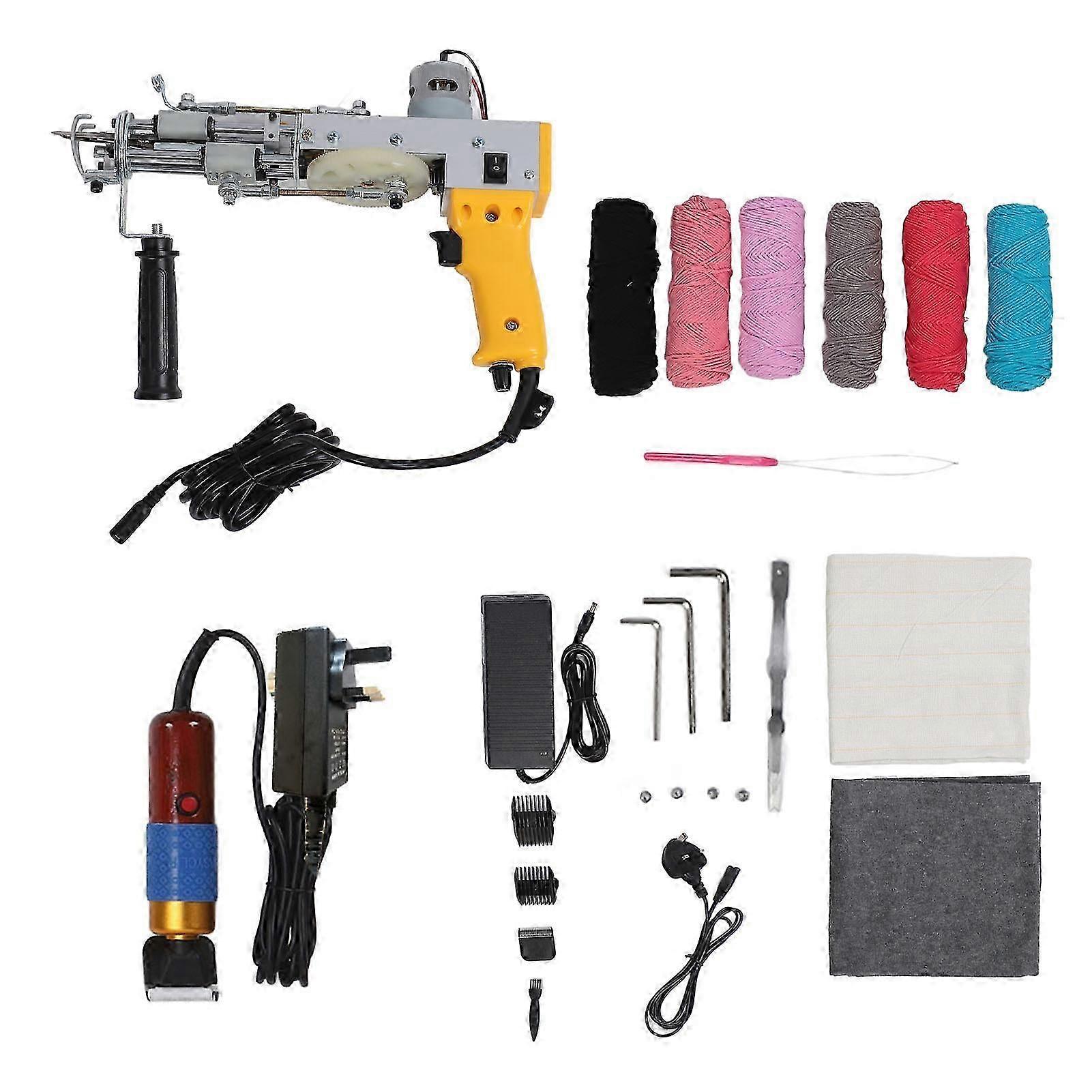 2 In 1 Cut Pile Loop Pile Electric Rug Gun Machine Starter Kit 40 Stitches Per Second Diy Tufting Machine For Beginners 100240v Uk Plug