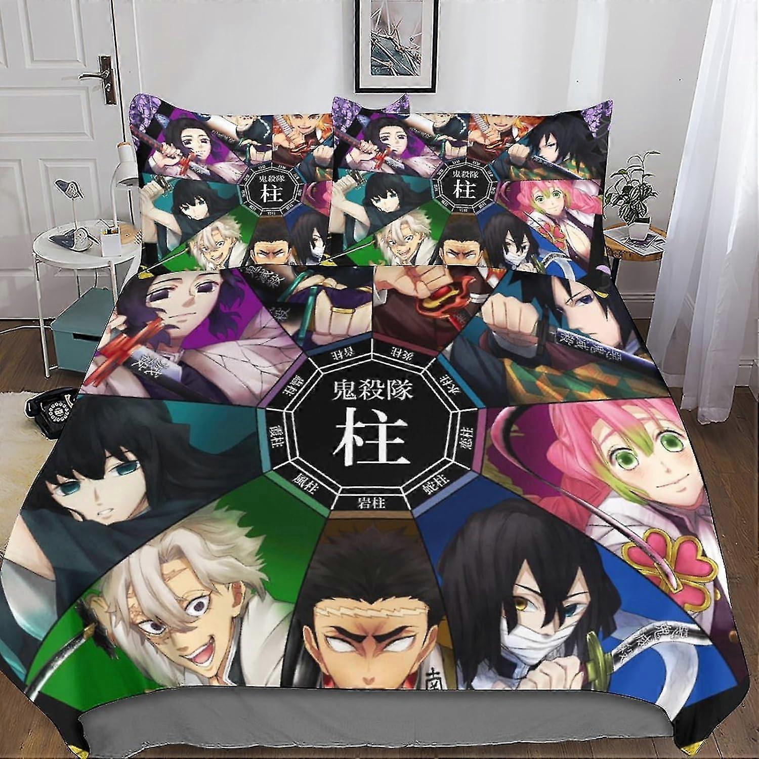 3D sängkläder för barn och tonåringar, 3 stycken anime täcke överdrag set, täcke med örngott