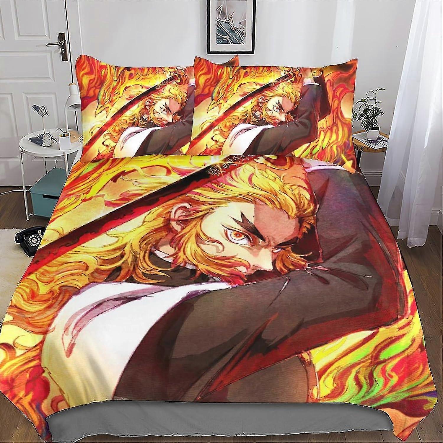 Conjunto de Cama Inspirado em Anime Impresso em 3D - Conjunto de Capa de Edredom de 3 Peças com Fronha