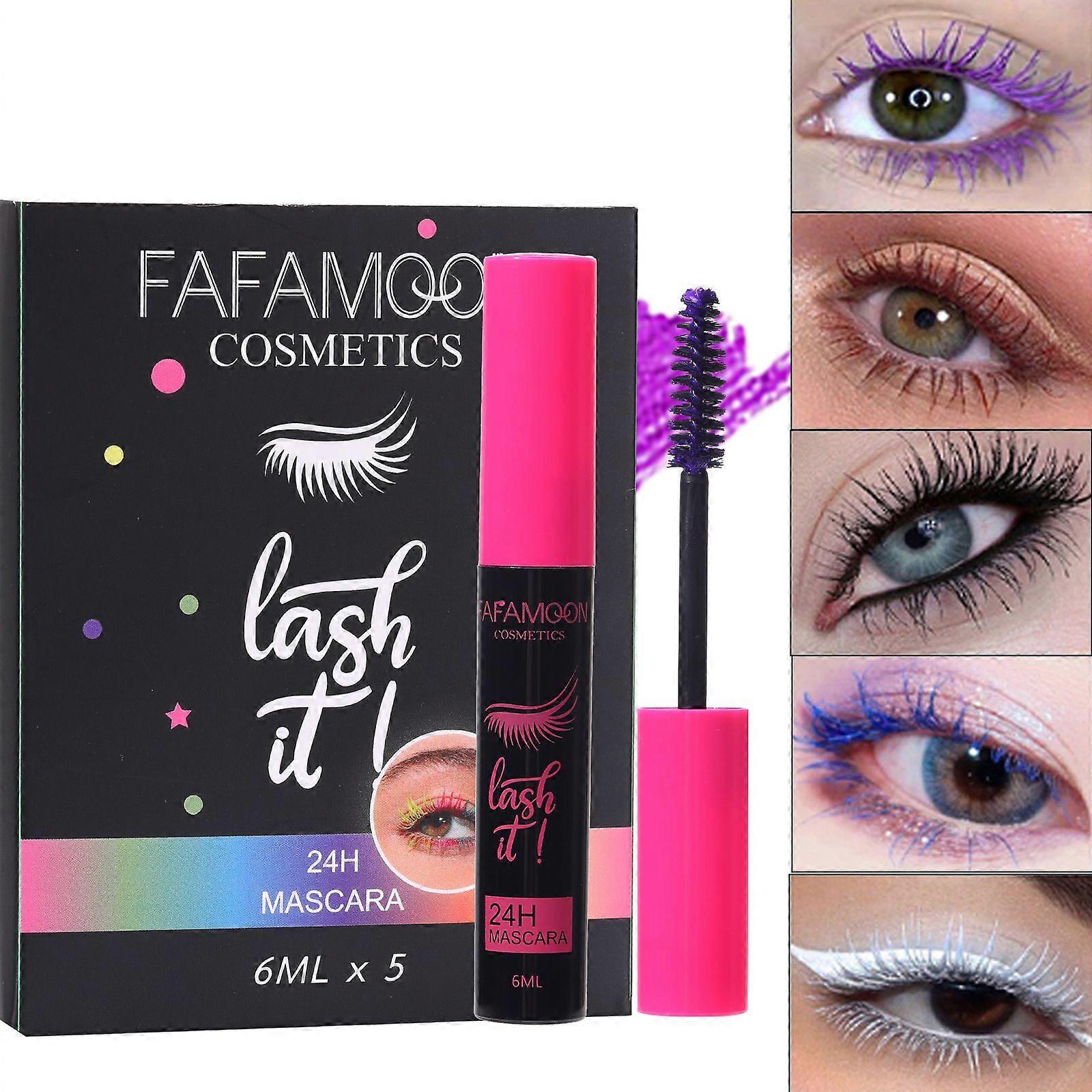 5PCS Waterproof & Sweat-Proof Voluminous Mascara Set - Smudge-Proof, Lengthening, Curling, Multiplying, Defining Formula, Long-Lasting Colorful Cruelt