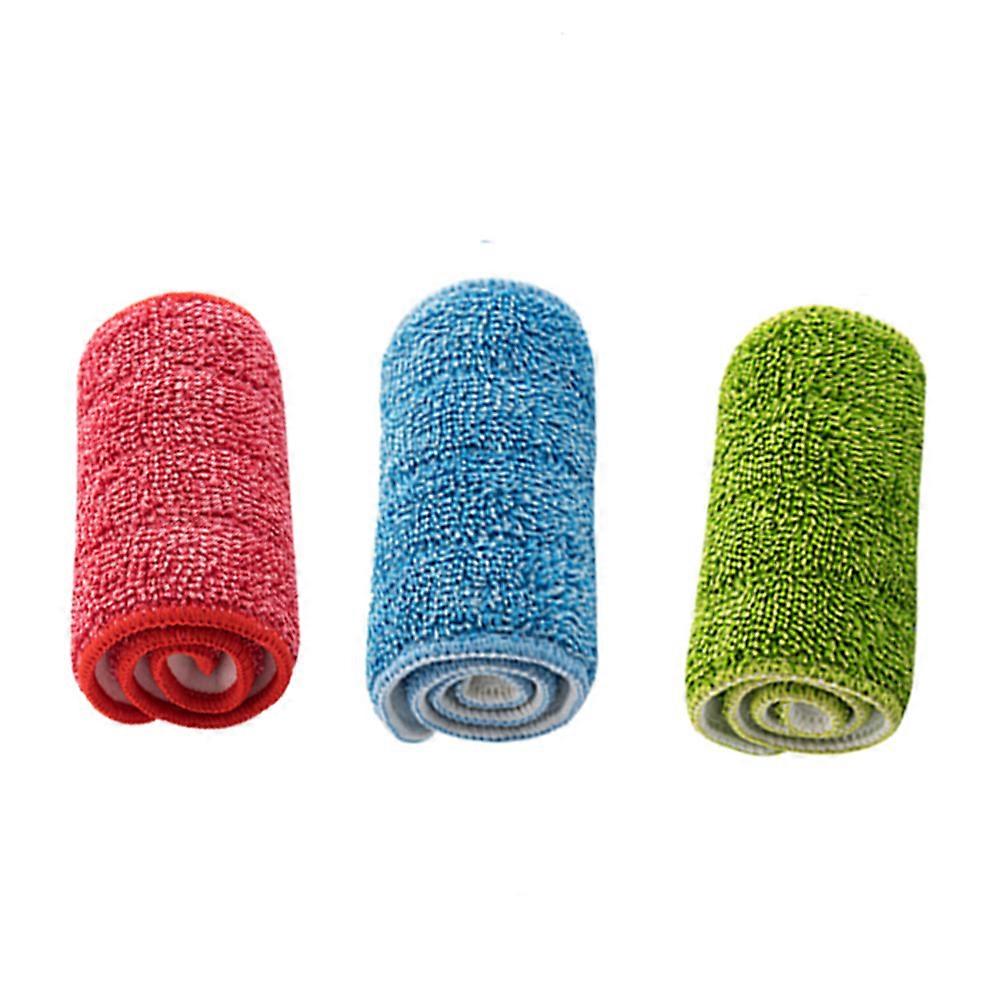 Floor Spray Mop Pads Non Hand Washing Mop Head Rectangular Dirt and Dust Removal Accessory 3Pcs Red Blue Green
