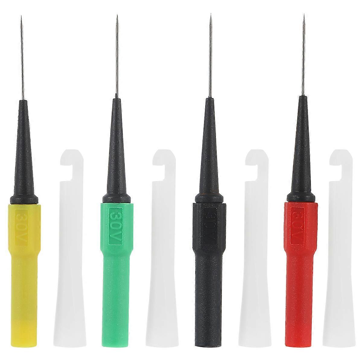 Insulated Non-Conductive Probe Insulation Piercing Pin Electrical Testing Technicians Black 4Pcs