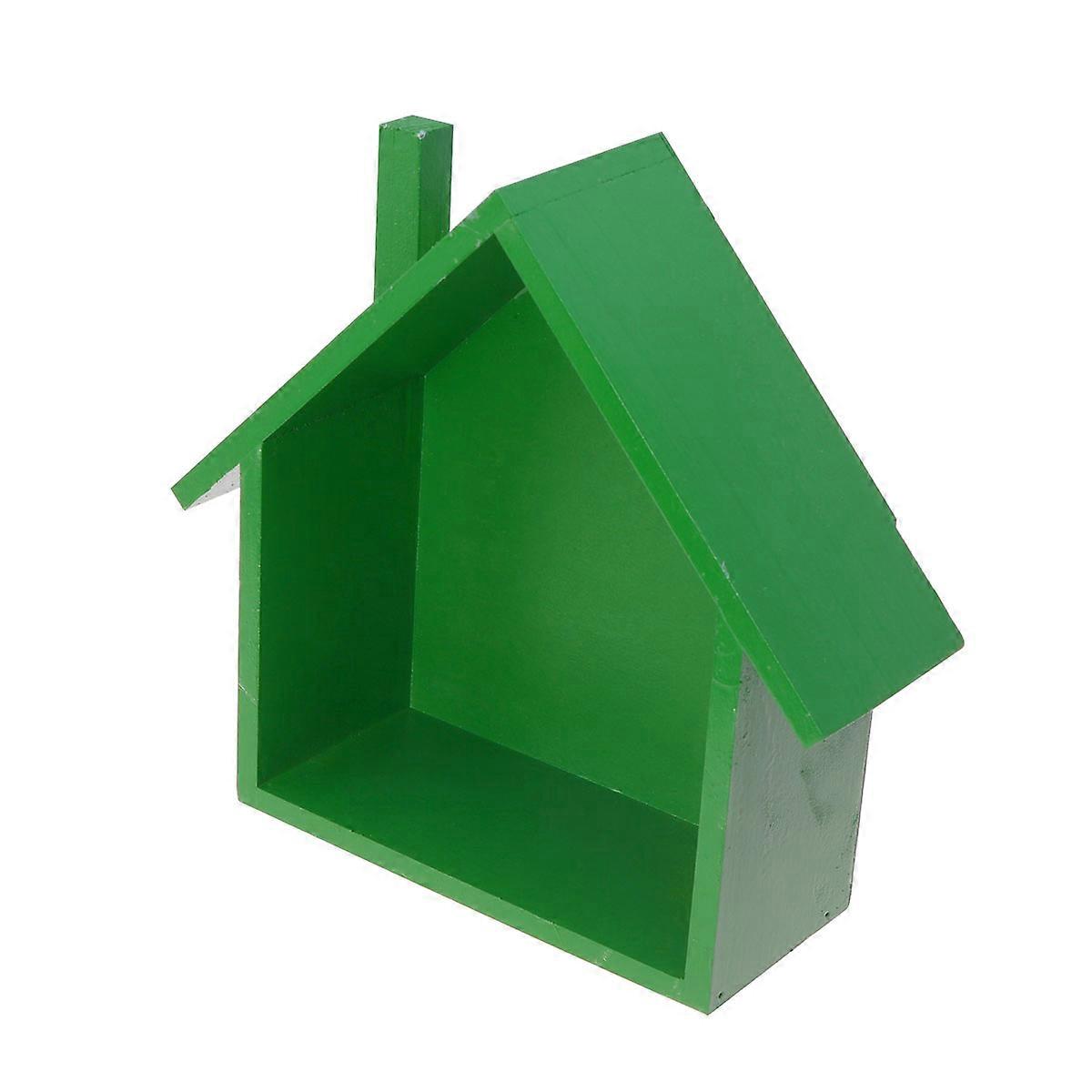 Small House Shaped Shelf Wall Mounted Wooden Display Box For Home Decor Living Room Office 9.6×3.3×9.1in 1Set