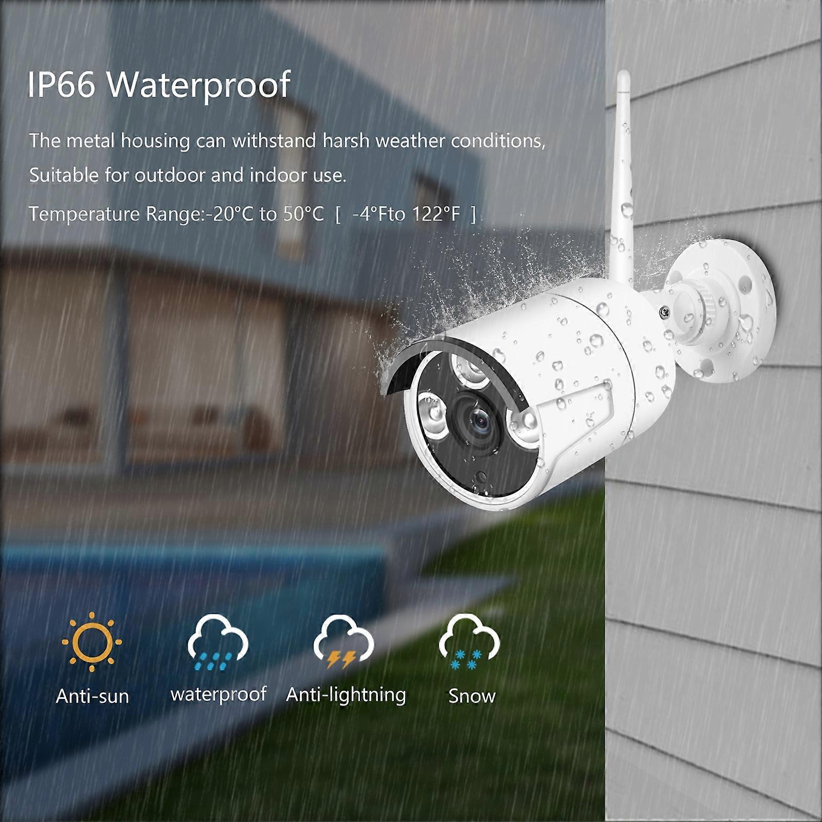 HD Wireless Security System 4CH NVR + 4Pcs WiFi IP 1080P Video Surveillance Camera with Night Vision Motion Alert Remote Access