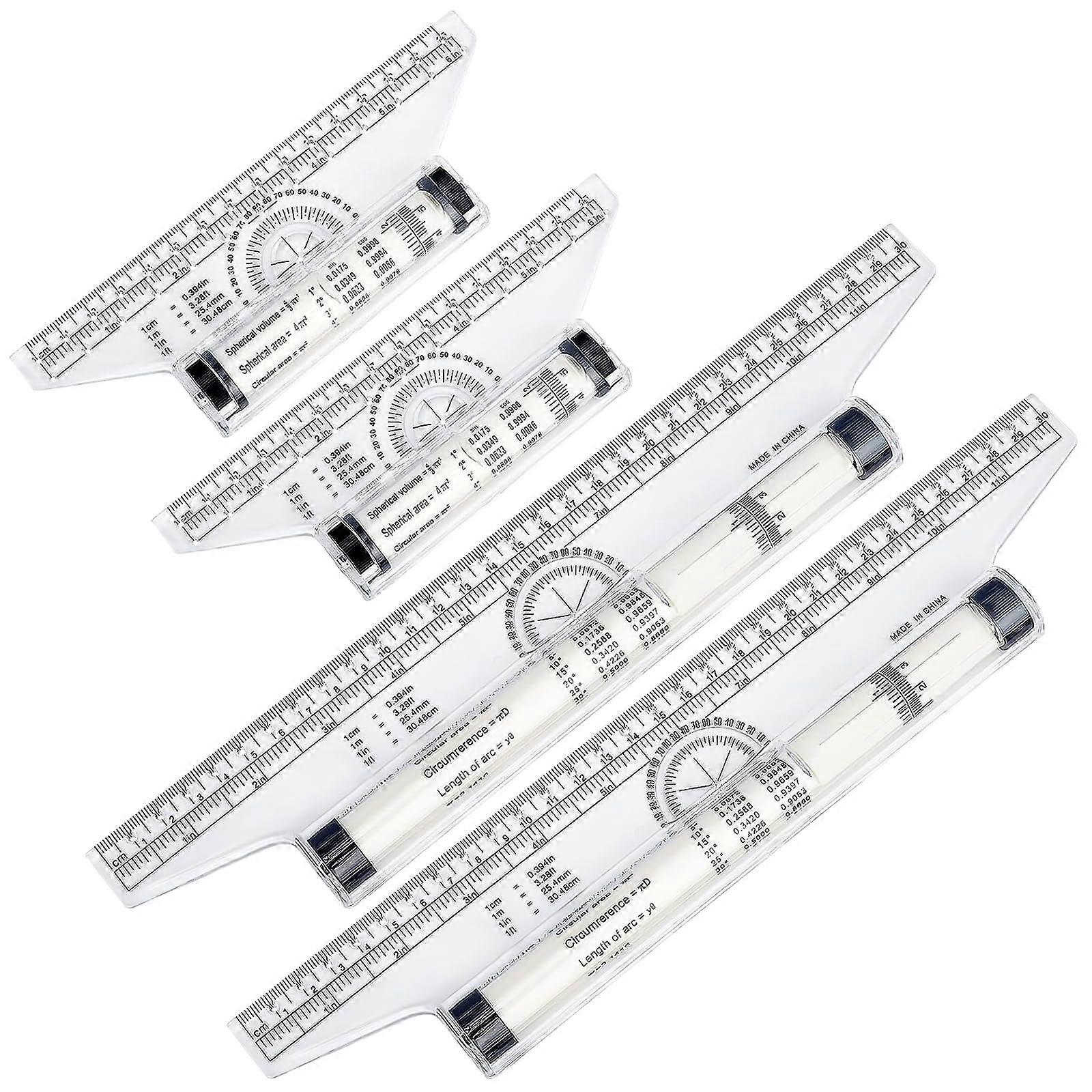 4 Pieces Parallel Rolling Ruler, 15 cm/30 cm Plastic Rolling Ruler, Transparent Rolling Ruler for Schools and Offices (2 Specifications)