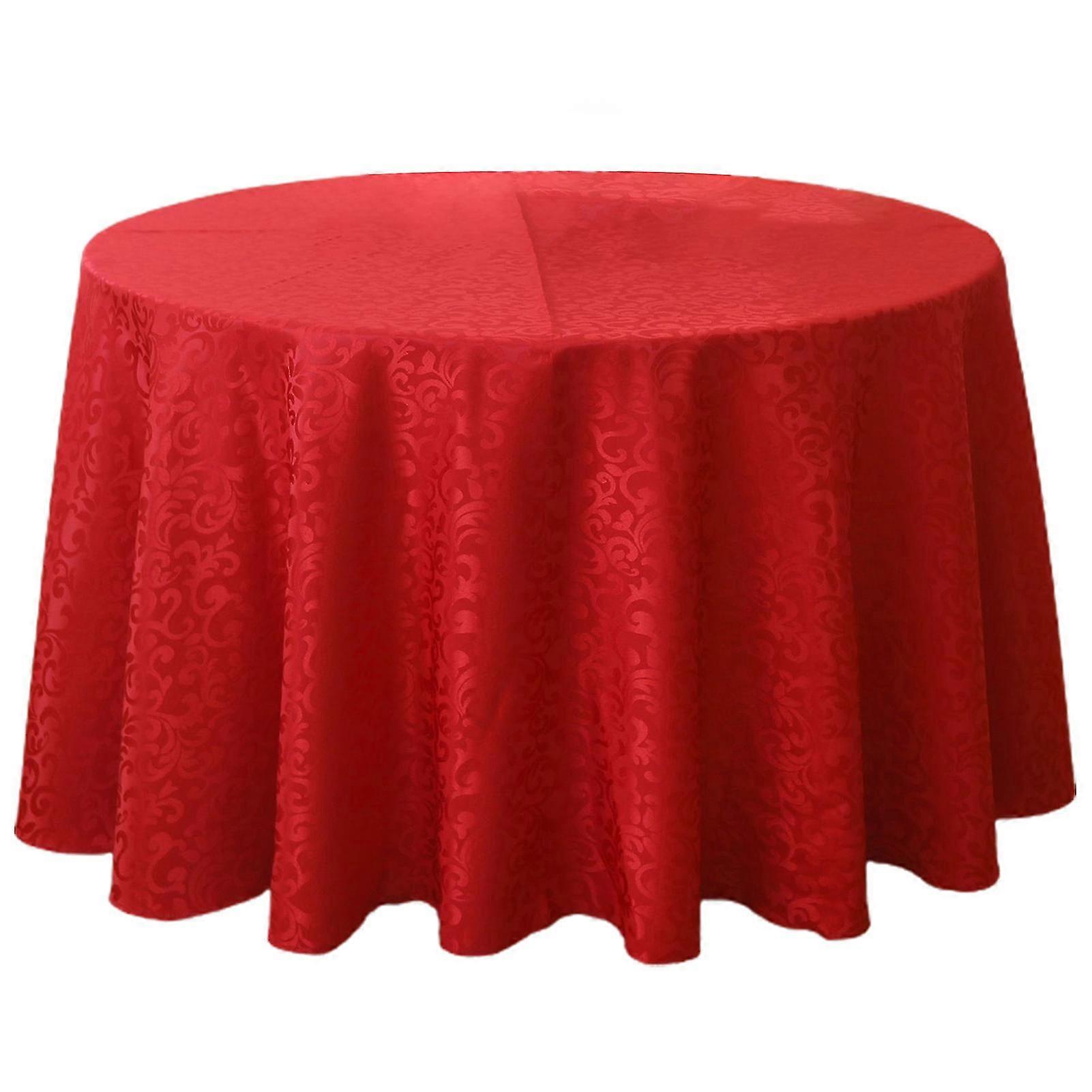 Red Polyester Spillproof Round Tablecloth 180cm Machine Washable