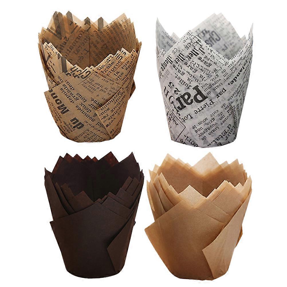 200pcs Tulip Shaped Heat Resistant Baking Cups for Cupcakes, Muffins, and Cakes – Biodegradable Paper Liners for Kitchen and Party Use