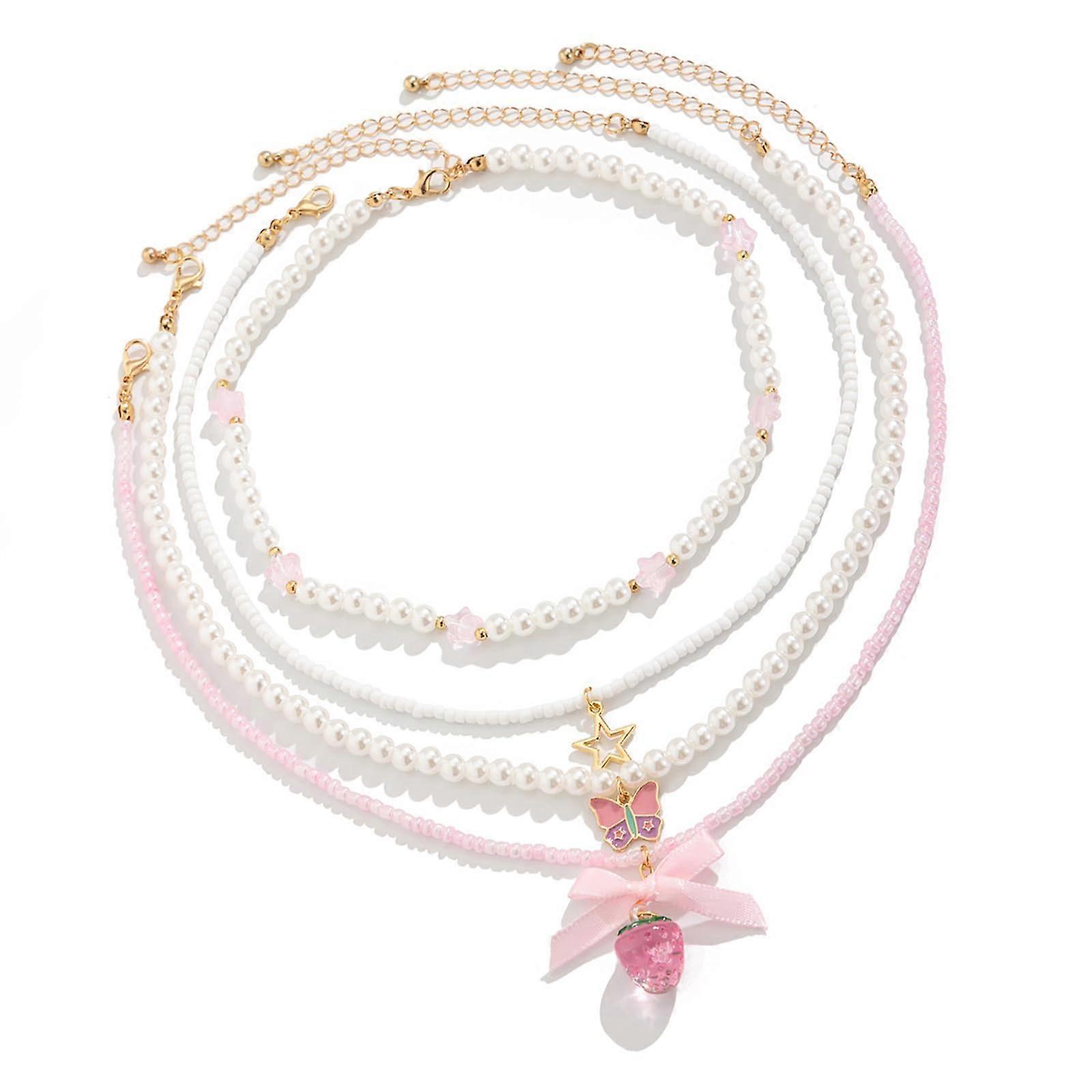 Delicate Strawberry Necklace Set with Imitation Pearls, Ideal for Casual and Formal Events, Charm Style Jewelry