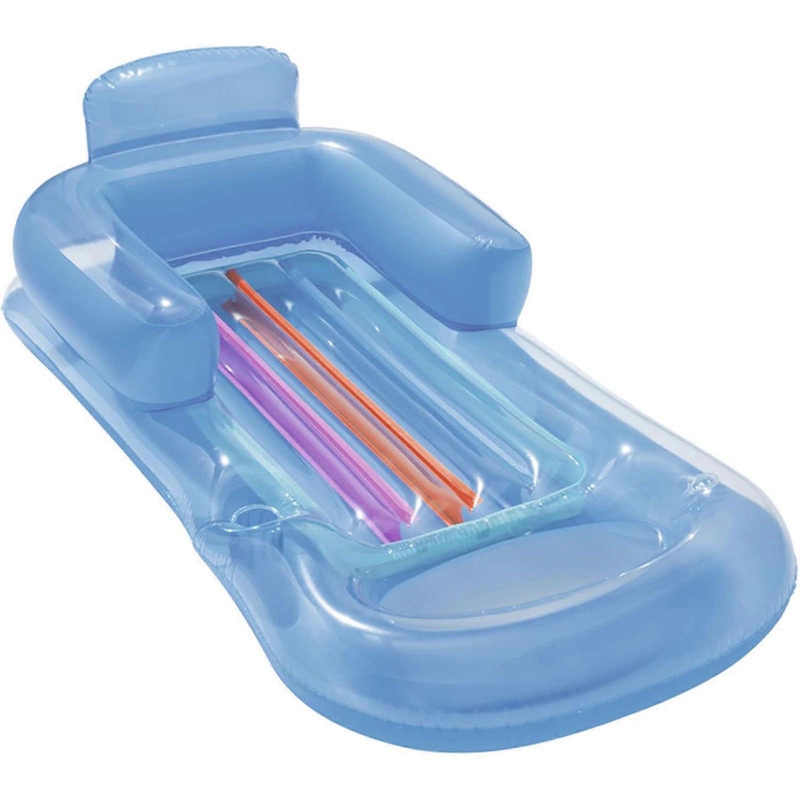 Inflatable pool float with inflatable tubes in the backrest, floating toy for kids and adults, lake and beach floater, summer toy, blue.