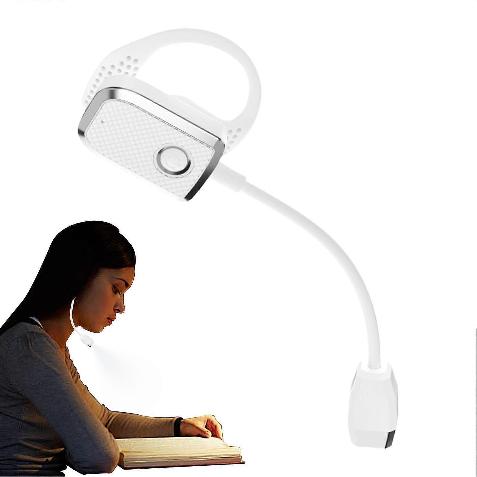 LED Ear Reading Light with Folding Design, Ergonomic Comfortable Bedside Lamp for Study, Camping, and Night Reading, White