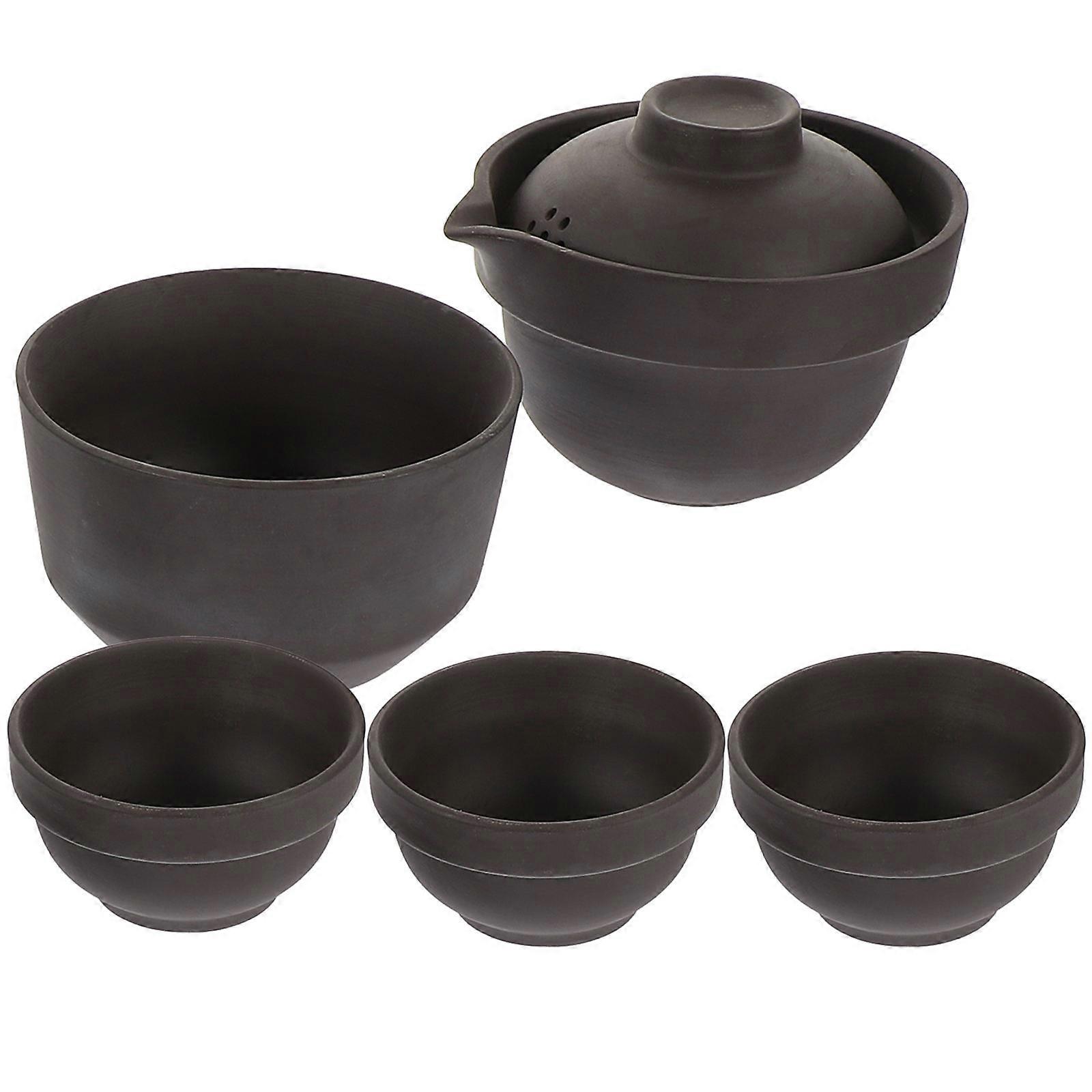 Portable Kung Fu Tea Set Traditional Chinese Tea Cup with Travel Bag 1Set