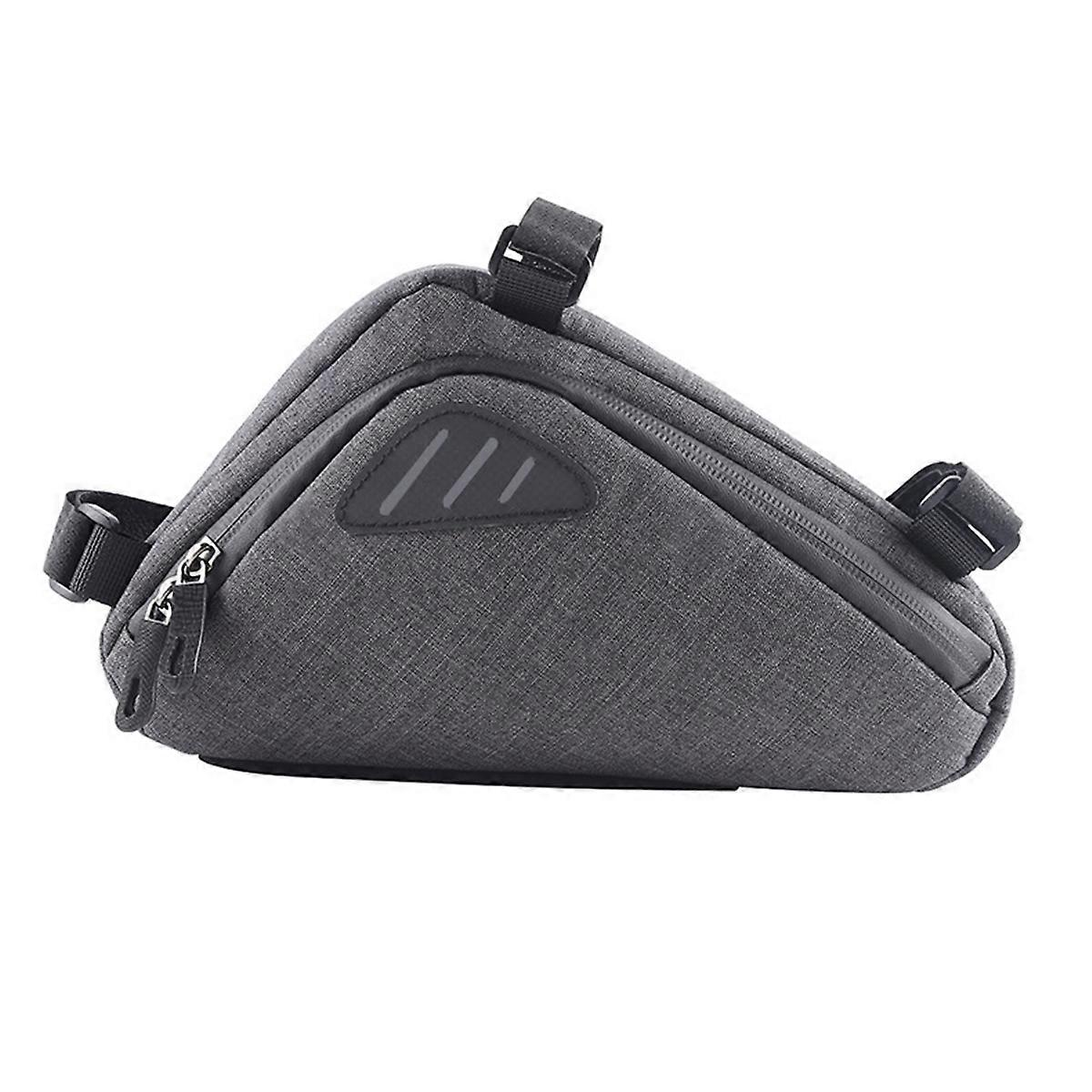 Bike Frame Bag with Reflective Strip – Lightweight Cycling Pouch for Mountain & Road Bikes, Easy Installation, Enhanced Night Riding Safety