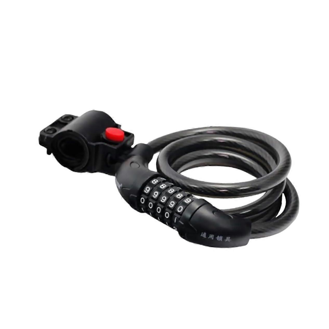 Bicycle Combination Lock Cable Lock For Bicycles Scooters Motorcycles Durable Rust-Resistant High Security Black