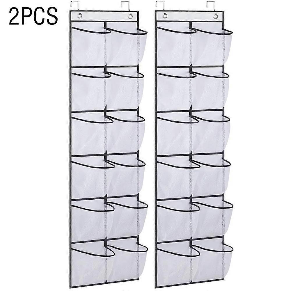 Over The Door Hanging Shoe Organizer,24 Pockets Shoe Rack with 2 Hooks,Shoe Racks
