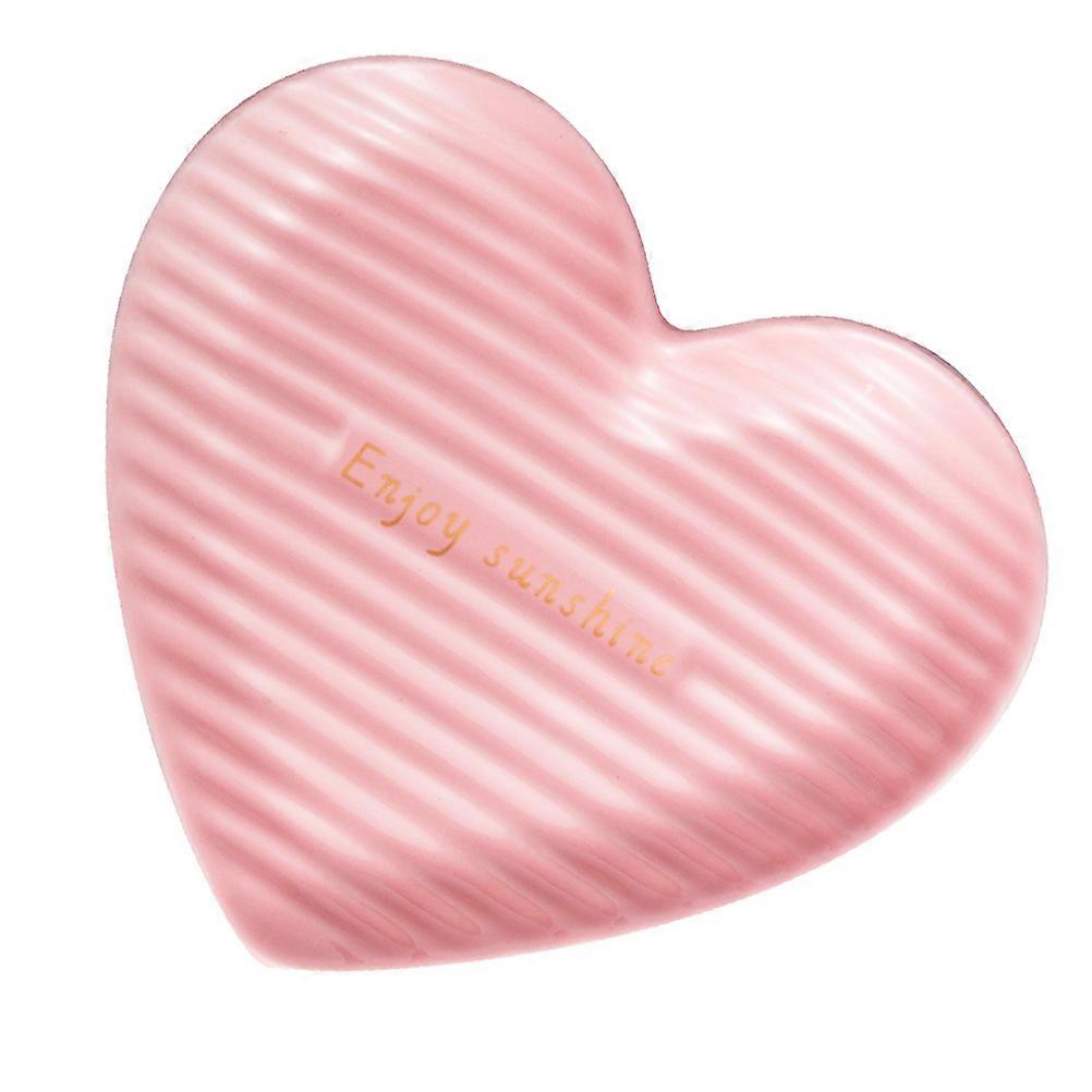 Heart Shaped Serving Dish Ceramic Heart Plate Special Occasions Everyday Use Pink 19.00X18.00X5.50CM Table Decoration 1Set