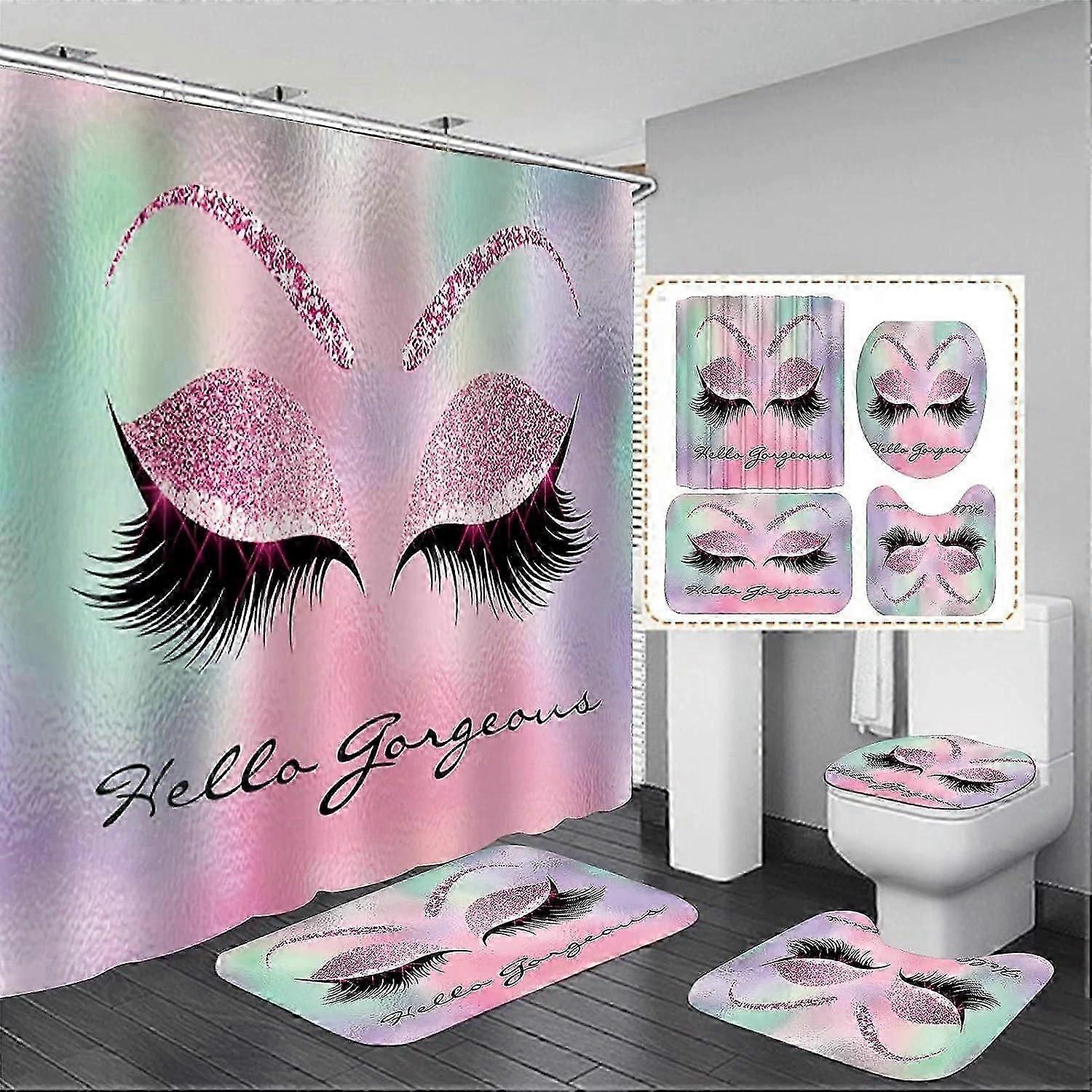 Pretty Eyelash Shower Curtain Set