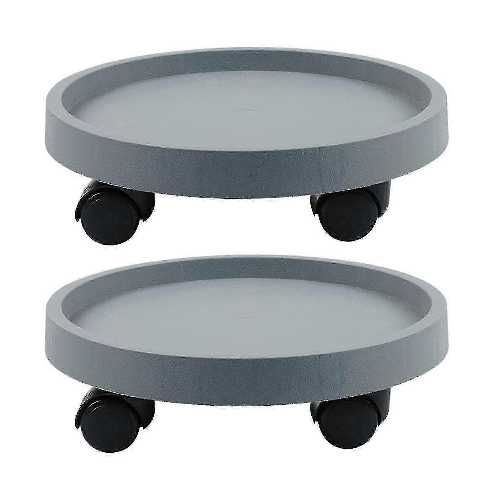 Thickened Round Planter Tray with Wheels - Durable Mobile Base for Large Pots (400-2 Gray) - Perfect for Indoor & Outdoor Use