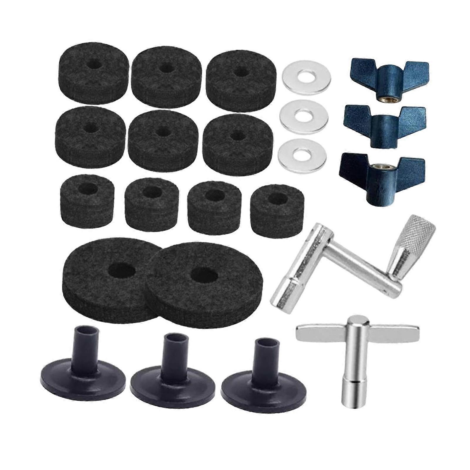 23piece replacement parts for drums, felts for drum stands, portable lightweight felt pads, drum parts, black