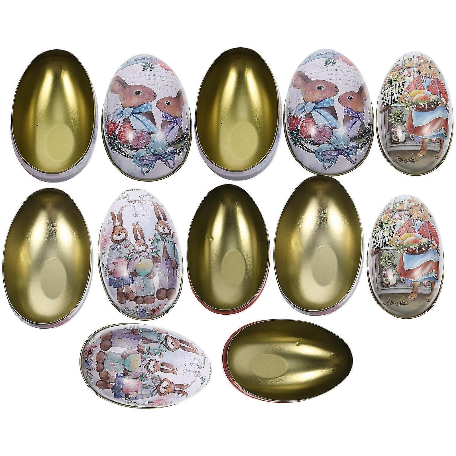 Decorative Egg-Shaped Candy Boxes Elegant Design Easter Party Gift Packaging Box Assorted Color 11x6.5cm 6Pcs