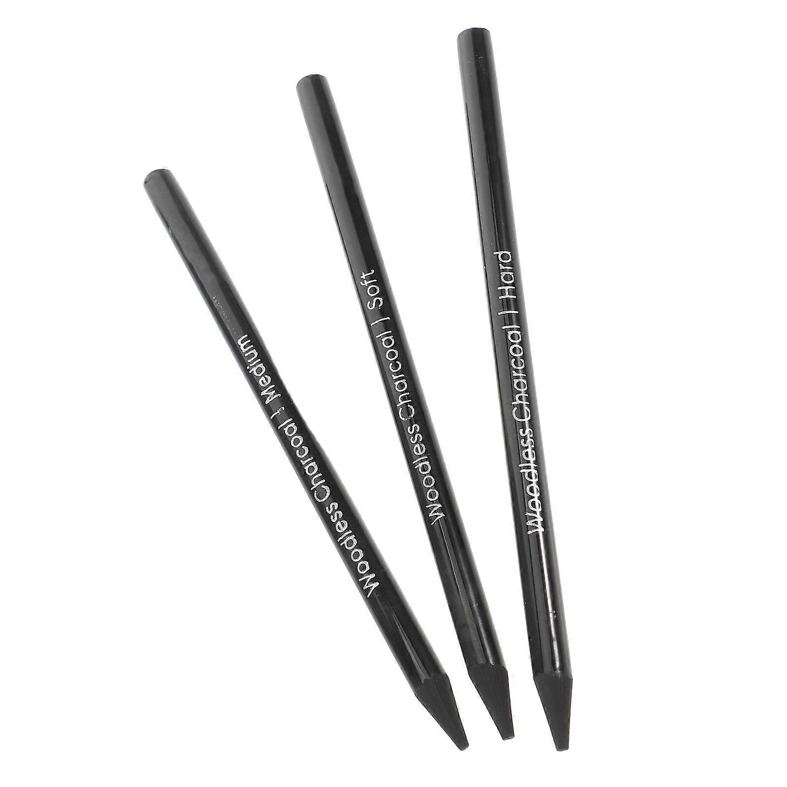 Charcoal Pencils Set Drawing Shading Blending Sketching Art Supplies Soft Medium Hard 3Pcs