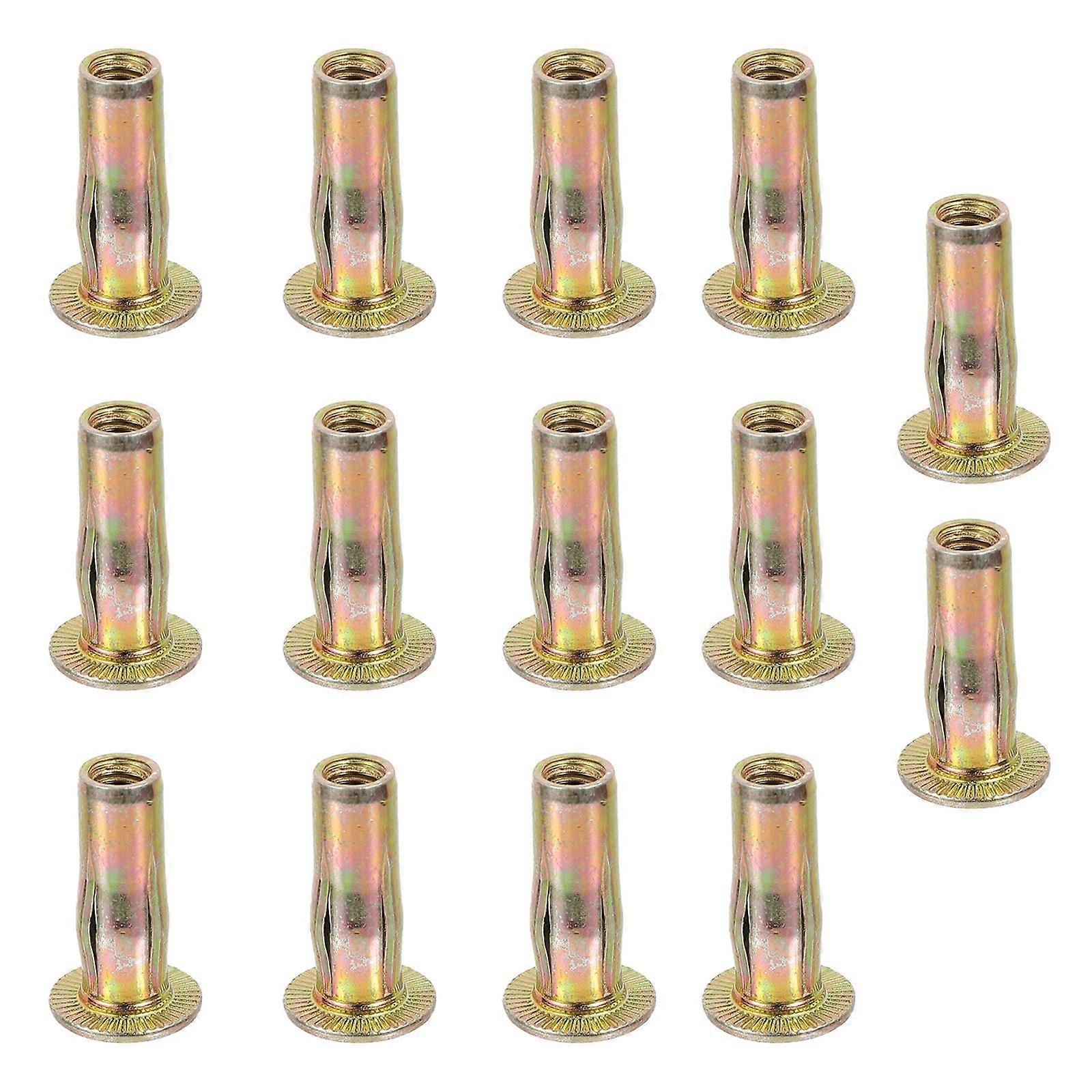 Threaded Inserts 15Pcs Sturdy Rivet Nuts With Color Zinc Finish For DIY Projects 1.08X0.59In Shape