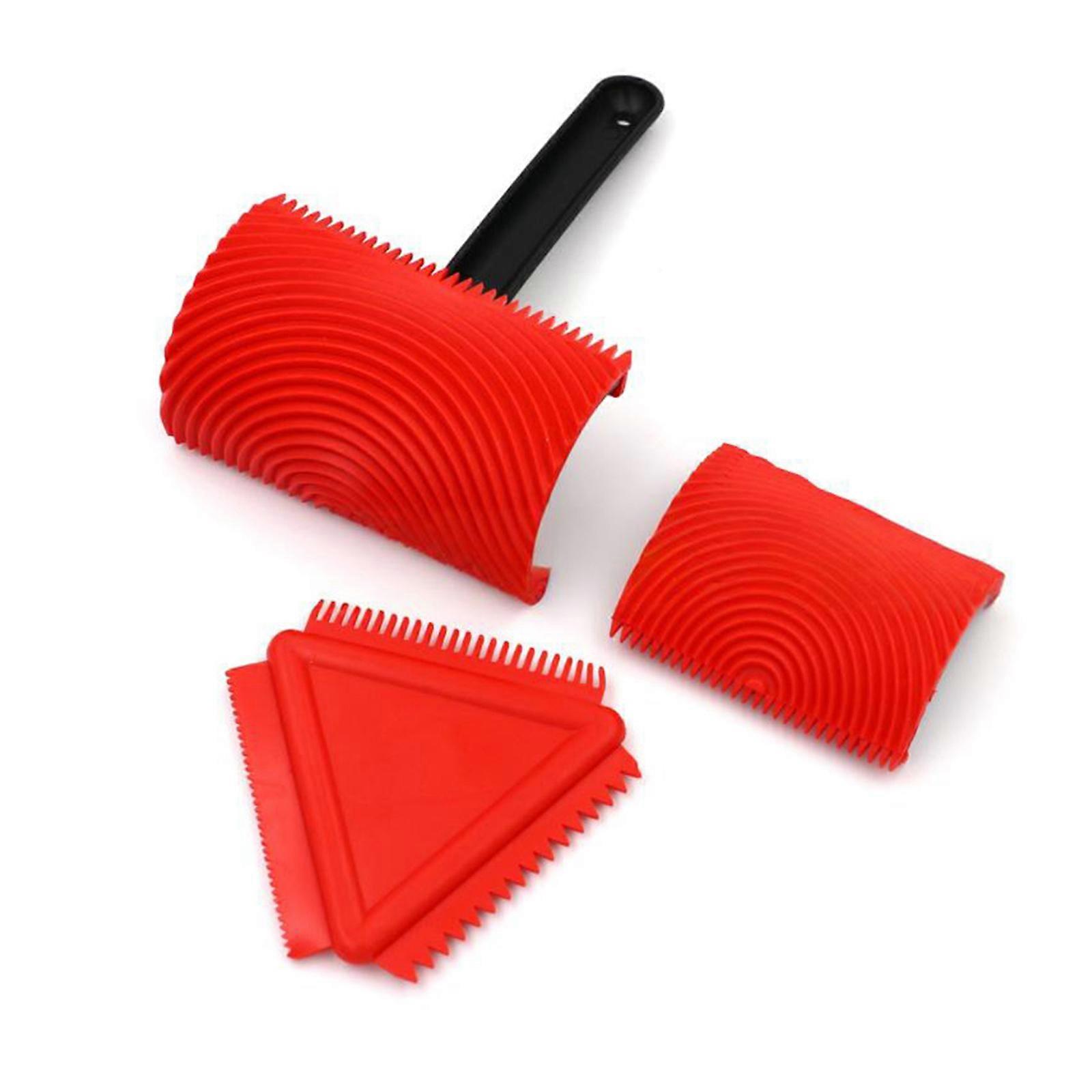 Wood Grains Paint Roller Set With Solid Polyurethane Rollers And Ergonomic Handle For Smooth Wall Coating Multicolor