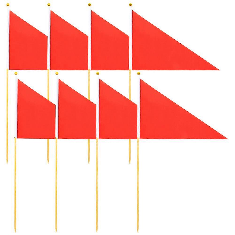 6PCS Bright Triangular Marking Flags with Bamboo Poles for Lawn, Garden, Construction, and Landscaping – Easy Ground Insertion Industrial Markers