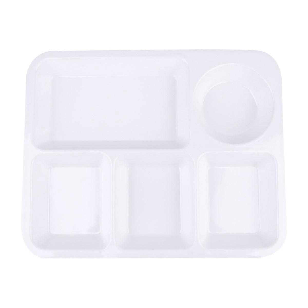 Separating Dish Plate Anti Fall Simple Style 2Pcs for Home Use in White and Beige