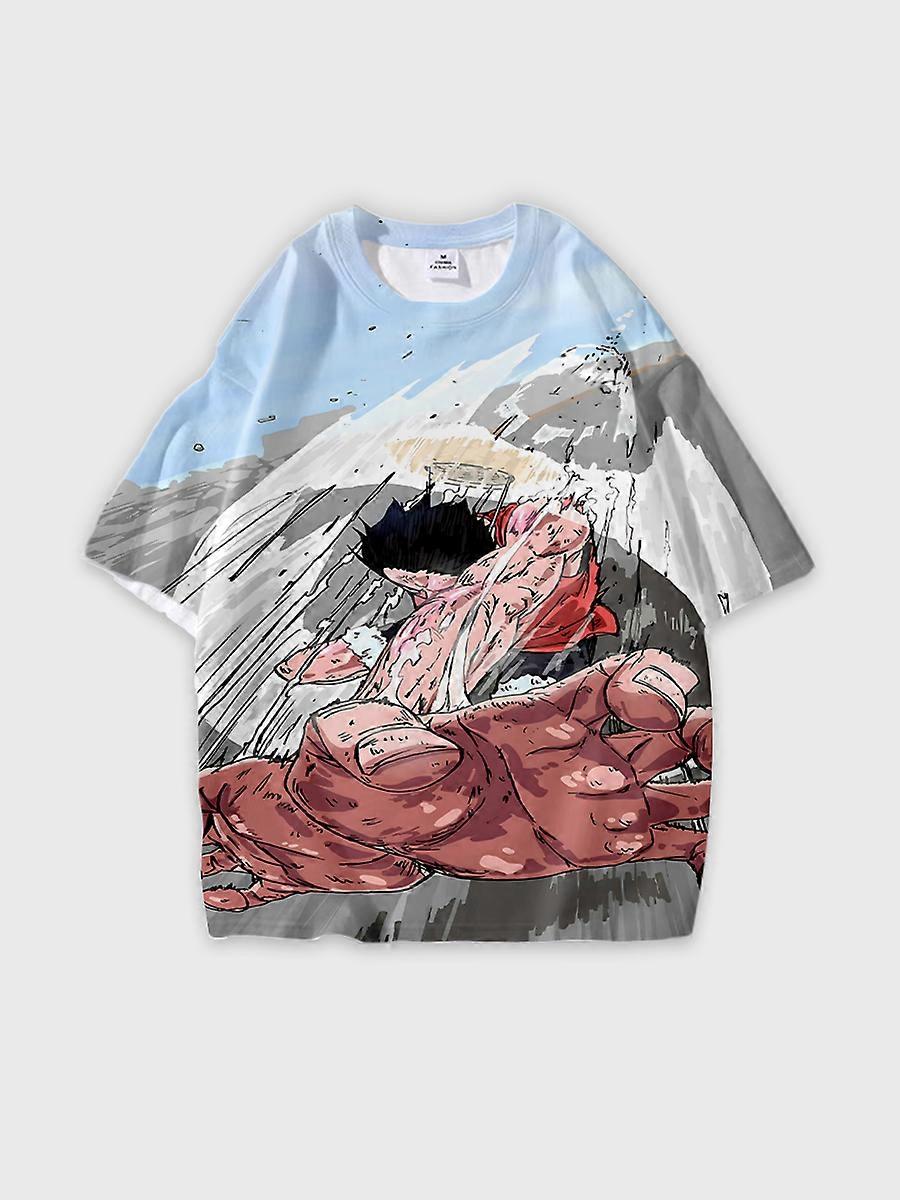 T-shirt round neck Role Pattern loose short sleeve O149