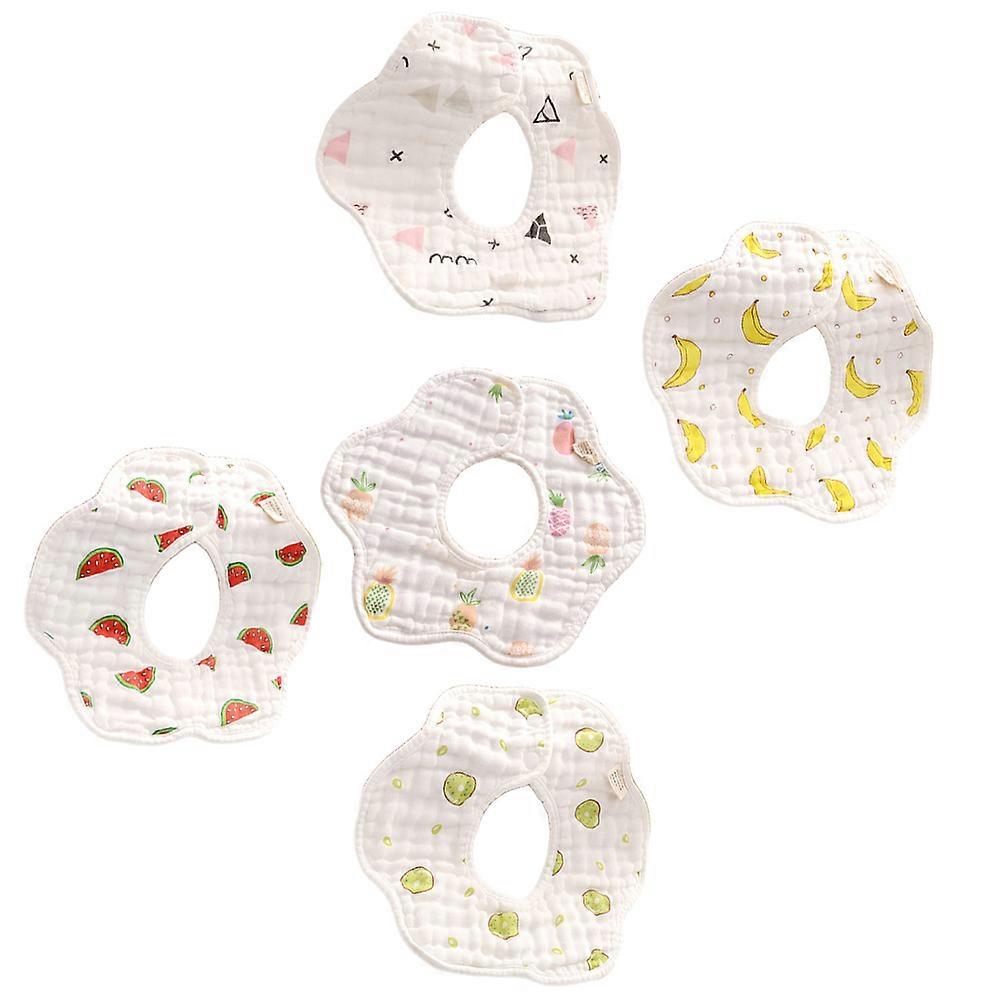 5 Pack Flower Shaped Feeding Bibs for Kids – Watermelon, Kiwi, Banana, , Lightweight & Washable, Mealtime Protection for Boys and Girls