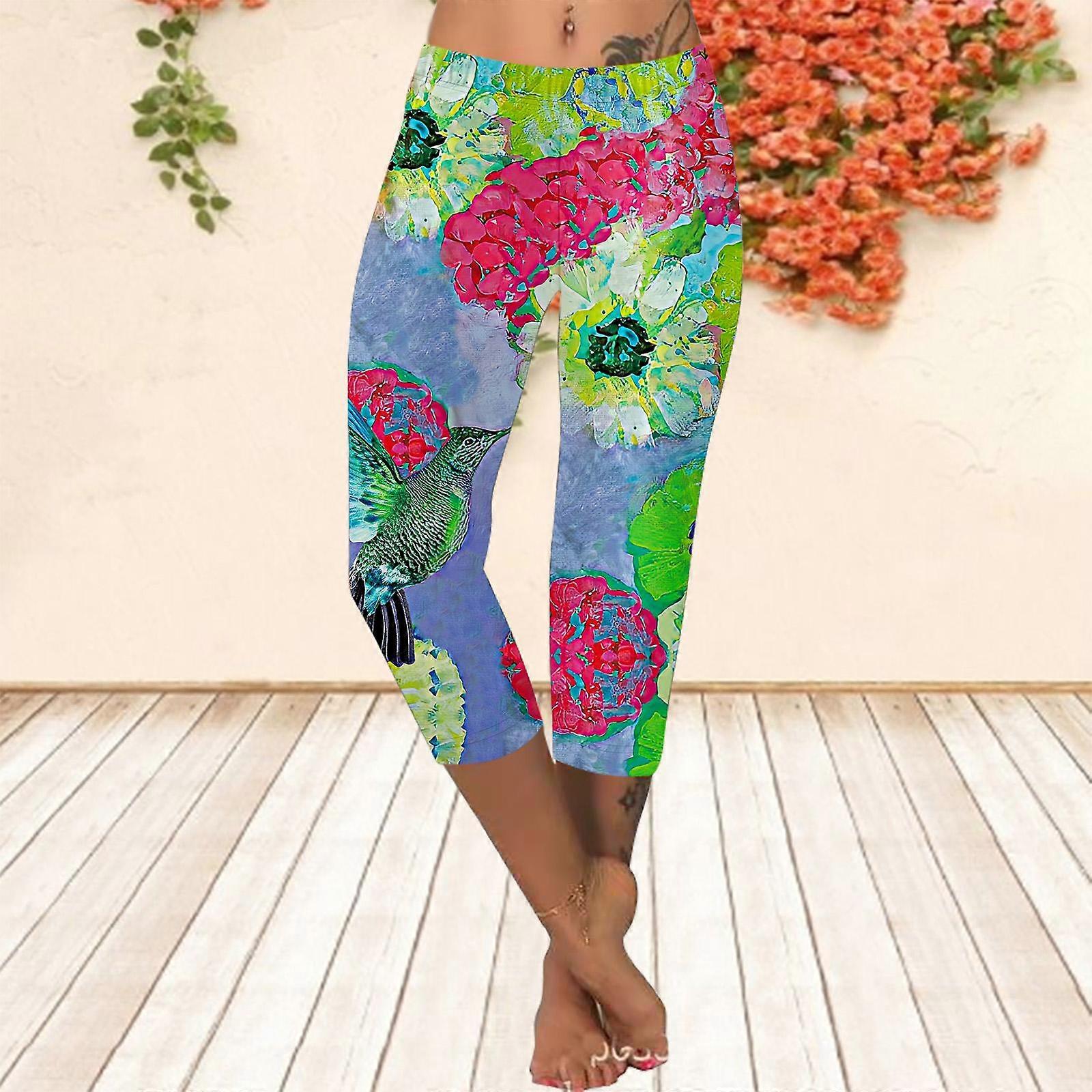 Long Pants Summer Short Leggings Short Tight Pants Plus Size Leggins Women's Slim Fit 3D Summer Pond Printed Long Pants