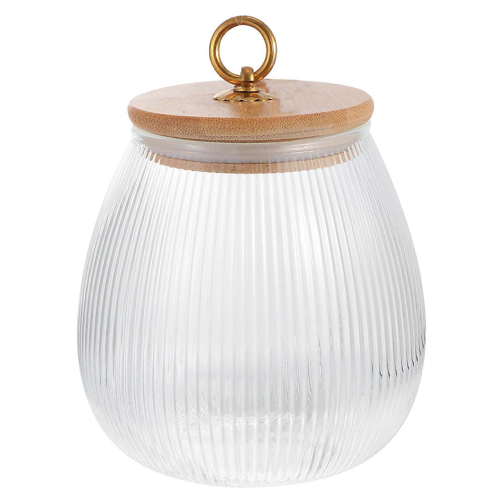 Food Storage Clear Jar Empty Container For Home Use 13.5x12x12cm Hammered Texture Sealed Lid 1Set