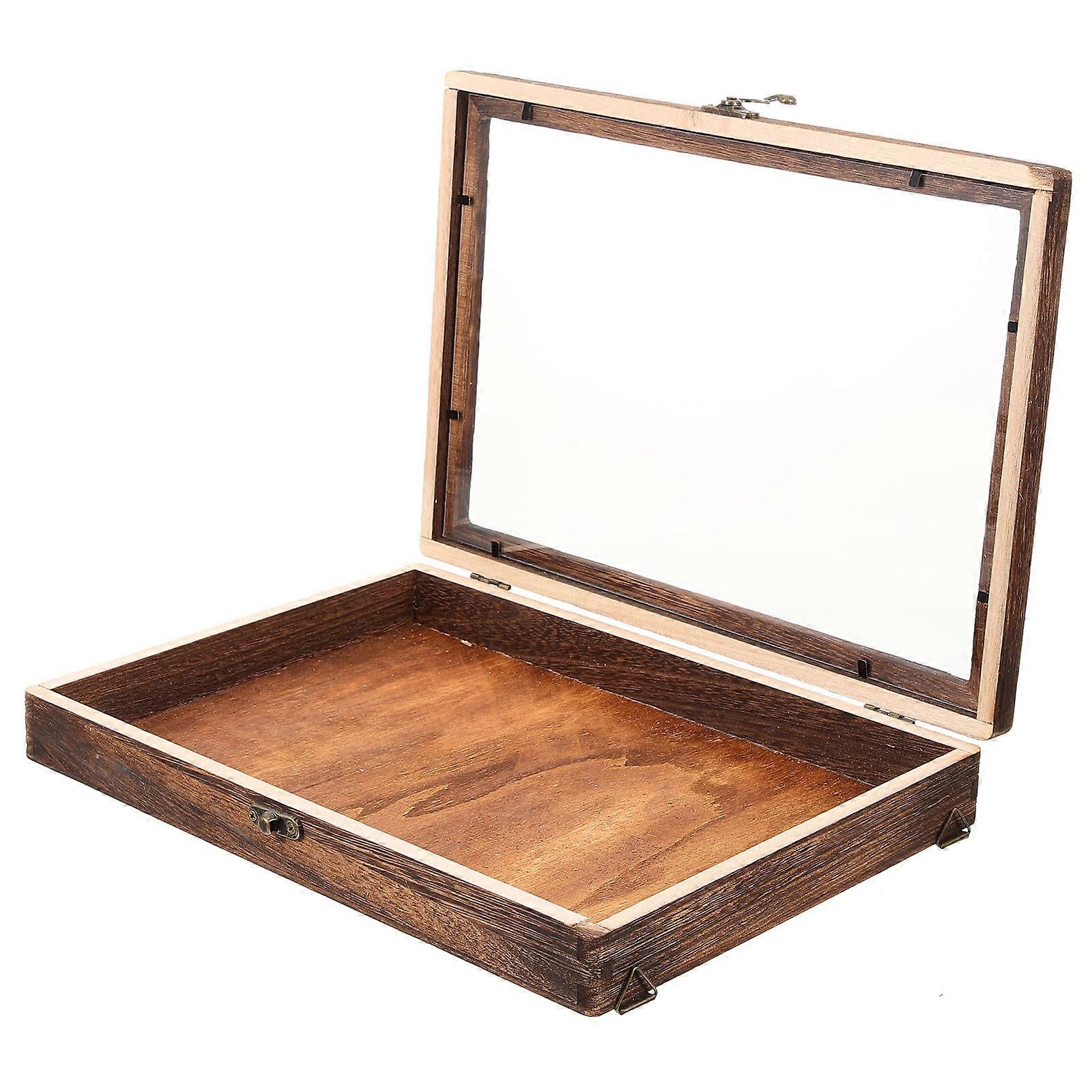 Wooden Insect Specimen Display Holder with Acrylic Lid for Storage Use Brown 7.5 x 5.5 x 2.5 Inches