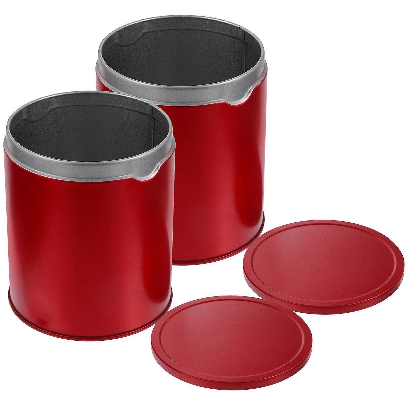 Red Tinplate Tea Canister for Home Use Airtight Storage Jar with Lid Perfect for Loose Leaf Tea 2pcs