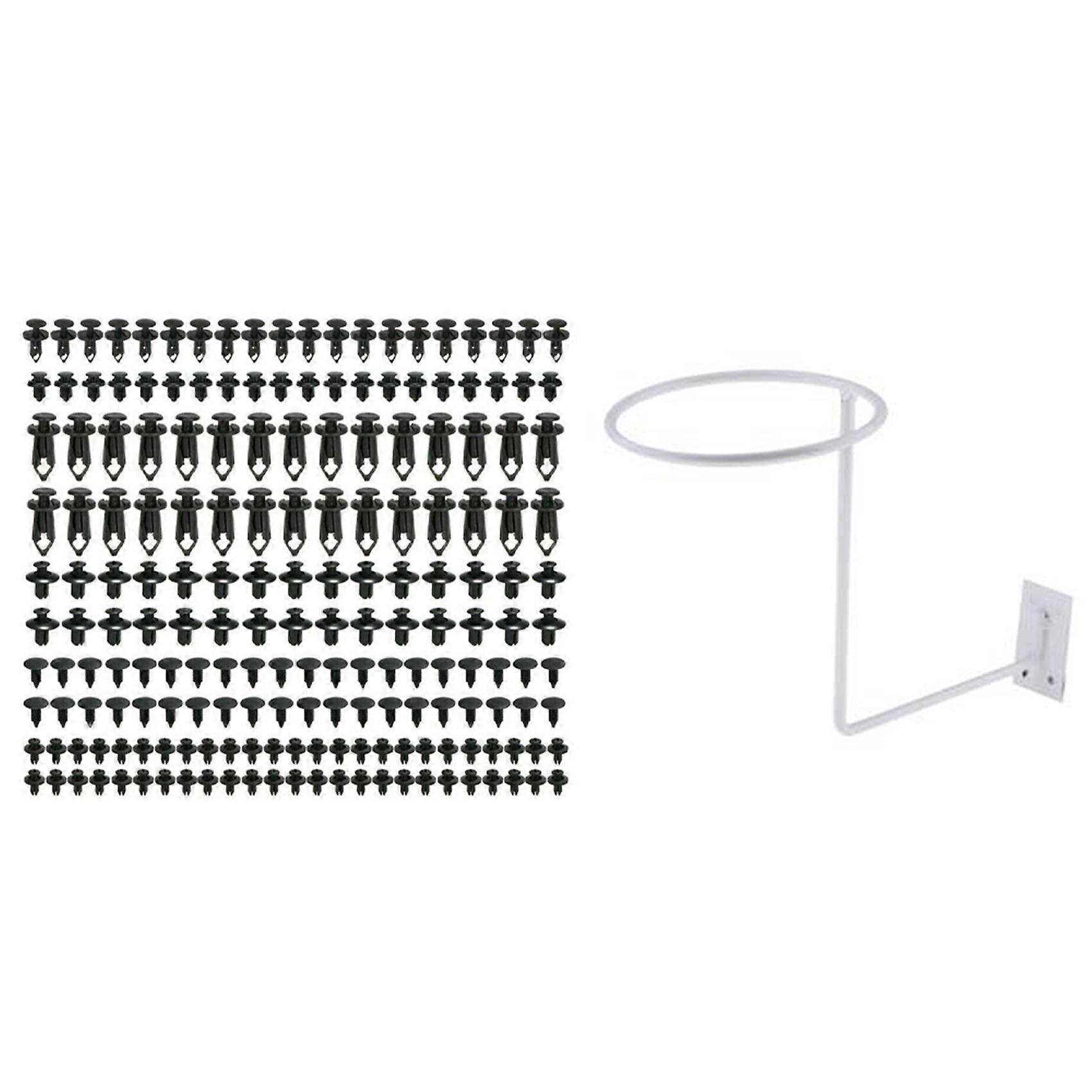190 Pcs Car Push Pin Rivet Trim Clips Kit & 1set Motorcycle Helmet Holder Hanger Rack Wall Mounted H
