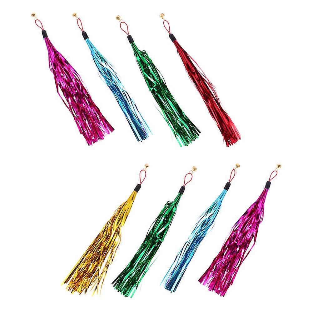 8pcs Plush Tassel Teaser Cat Toy Replacements Cat Teasers with Bells (Random Color)