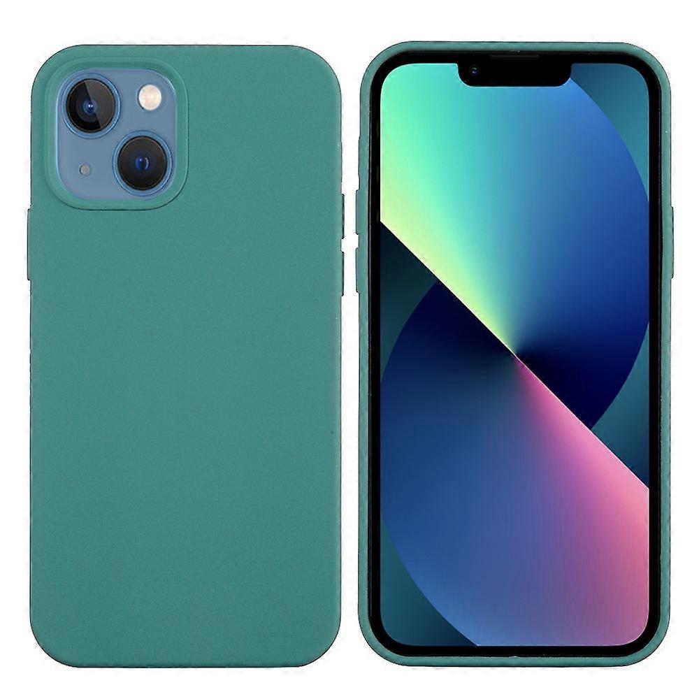For iPhone 13 mini Liquid Silicone Phone Protective Case Back Shell - Pine Needle Green