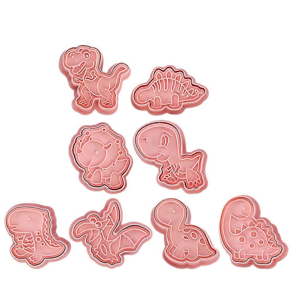 3D Animal Shapes Cookie Baking Mold 8Pcs Set Perfect For DIY Baking Occasions Featuring Pink PP Material