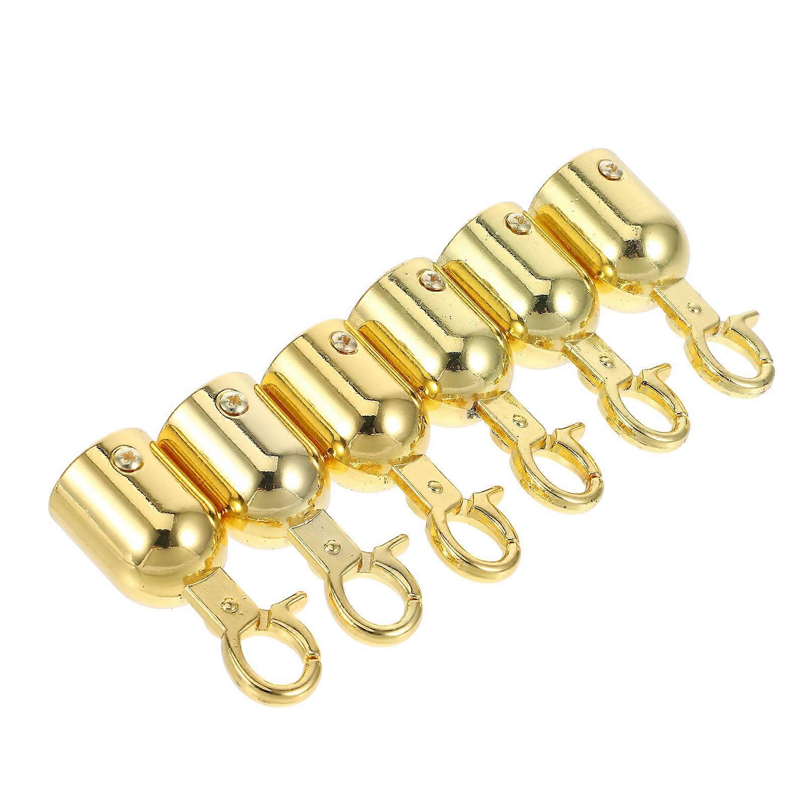 Golden Hanging Hook Accessories Rope End Stopper with Snap Hooks 6Pcs for Crowd Control